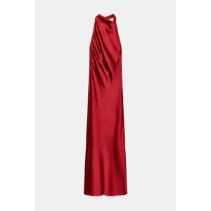 ZARA LONG SATIN HALTER DRESS